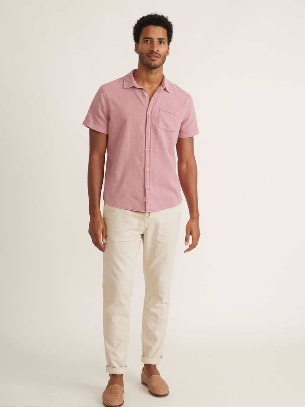 Marine Layer Stretch Selvage Short Sleeve Shirt Polignac L/XL